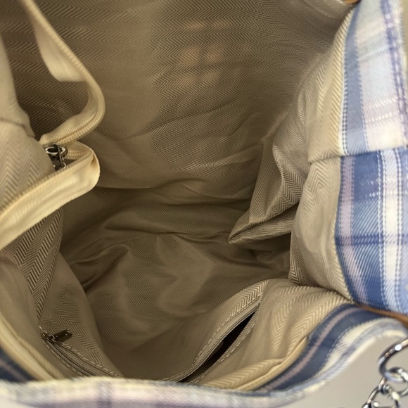 MEIDUOLA YYDS SHOULDER BAG BLUE PLAID WITH METALLIC THREADS - Picture 4 of 7